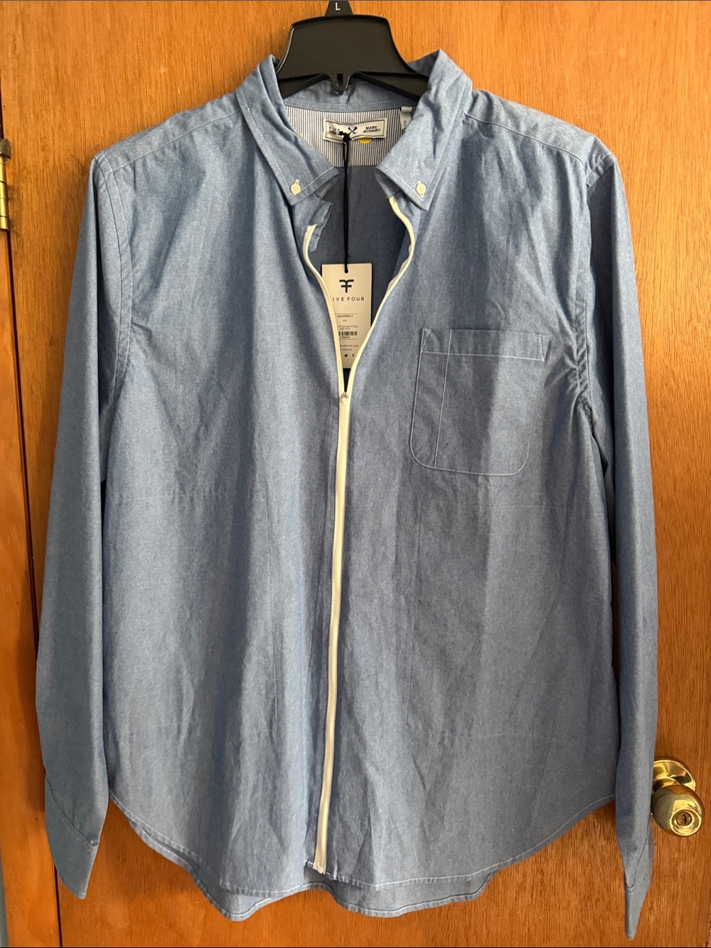 Five Four Light Blue Zip-Front Shirt Jacket
